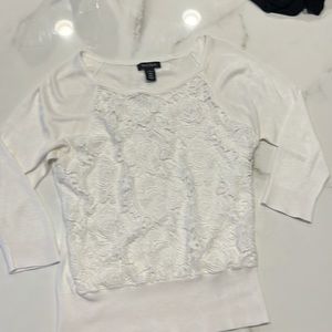 WHBM white top with lace overlay.   Size small